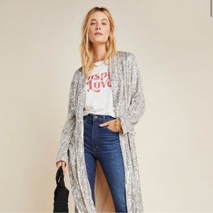 Anthropologie BB Dakota Sequined Duster Jacket Size M NWT